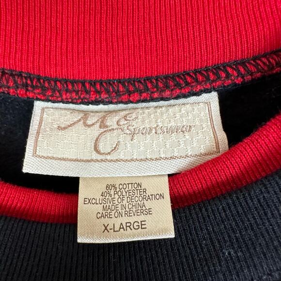 Womens VTG MC Sportswear Holiday Christmas Cardinal Black Red Sweatshirt XL - Picture 4 of 5